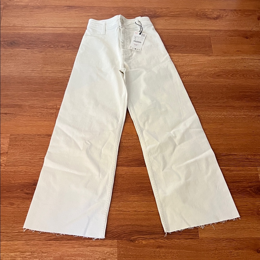 Zara Cream Wide Leg Jeans